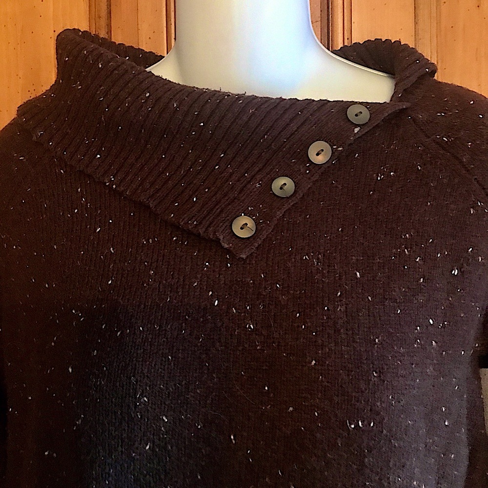 J JILL ASYMMETRICAL COLLAR SWEATER CHICOLATE SZ XS